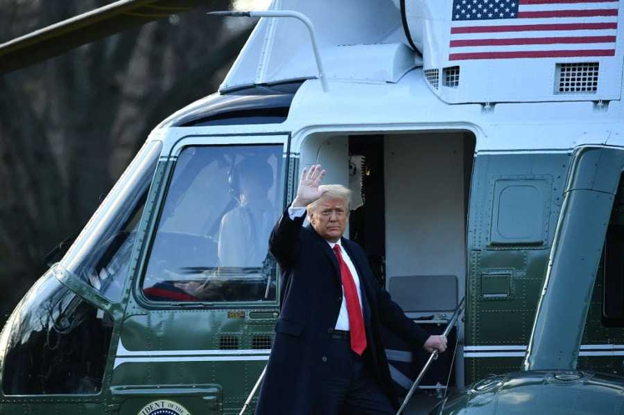 Donald Trump departs White House for last time as president