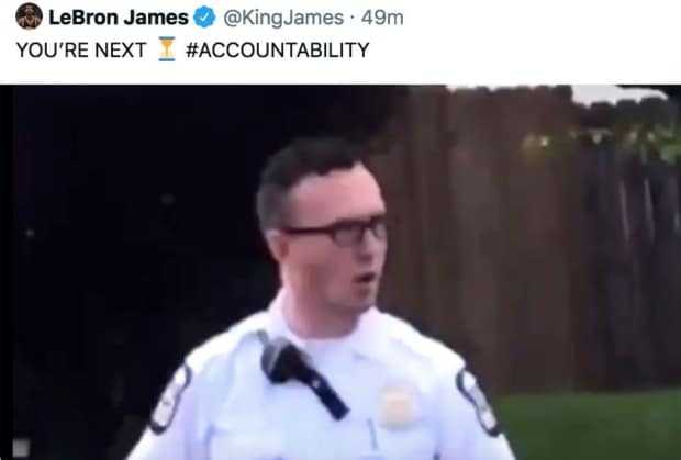 NBA’s LeBron James Deletes Message Telling Police Officer ‘You’re Next’