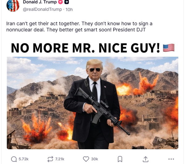 Trump warns Iran: ‘No more Mr Nice Guy’