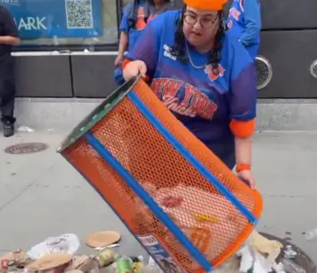 Woman who emptied Knicks trashcan on street — then stole it — is fired from JPMorgan Chase, was DEI exec