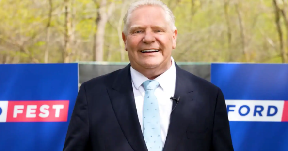 Premier Doug Ford drowned out by chanting, booing mob of usual suspects bussed into Ford Fest