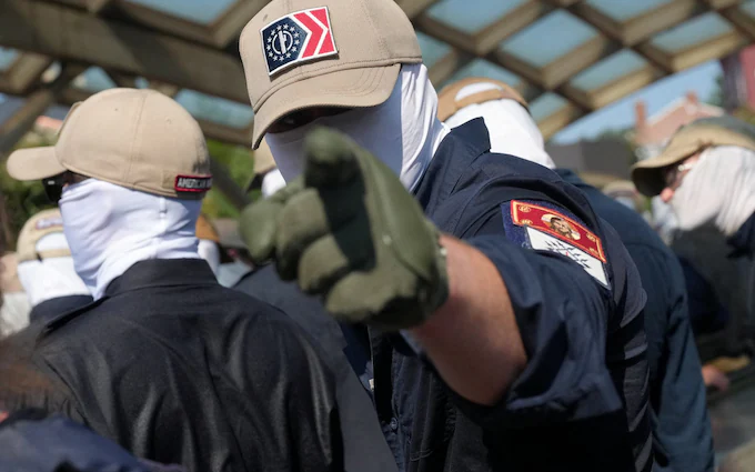 Masked white nationalists descend on Washington DC