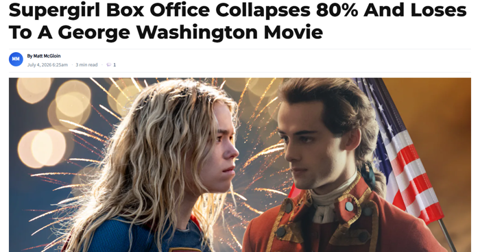 Another Nail in the Hollywood Coffin: George Washington Beats ‘Supergirl’