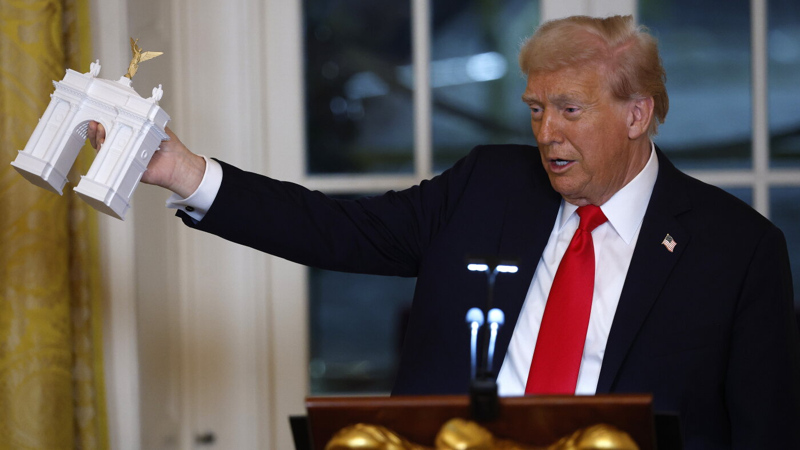 Trump says planned 250-foot arch will be ‘military complex’ for drones, snipers