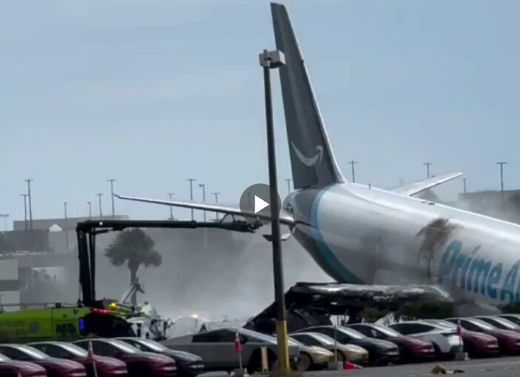 Amazon Boeing 767 jet crashes at Miami airport